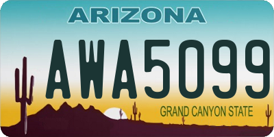 AZ license plate AWA5099