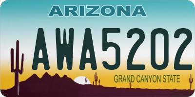 AZ license plate AWA5202