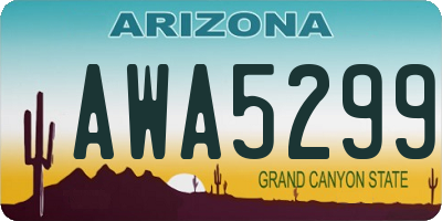 AZ license plate AWA5299