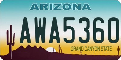 AZ license plate AWA5360