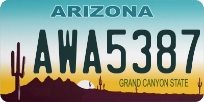AZ license plate AWA5387