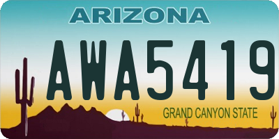 AZ license plate AWA5419