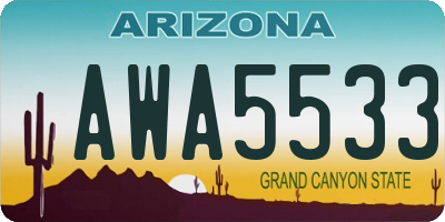 AZ license plate AWA5533