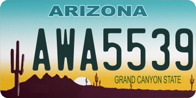 AZ license plate AWA5539