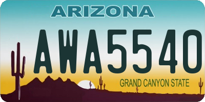 AZ license plate AWA5540