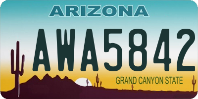 AZ license plate AWA5842