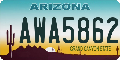 AZ license plate AWA5862