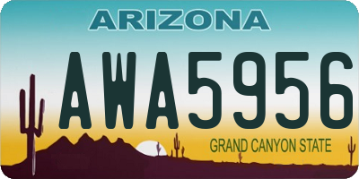 AZ license plate AWA5956