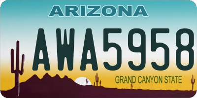 AZ license plate AWA5958