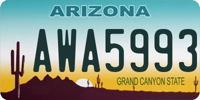 AZ license plate AWA5993