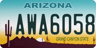 AZ license plate AWA6058