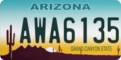 AZ license plate AWA6135