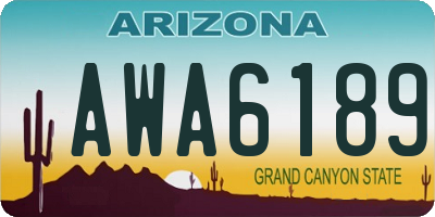 AZ license plate AWA6189