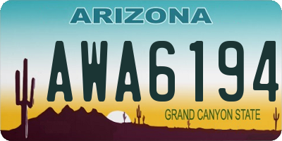 AZ license plate AWA6194