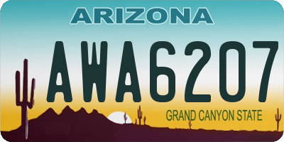 AZ license plate AWA6207
