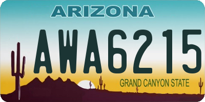 AZ license plate AWA6215