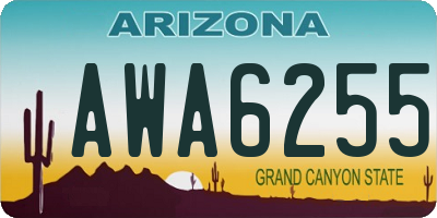 AZ license plate AWA6255