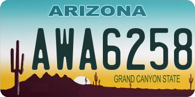AZ license plate AWA6258