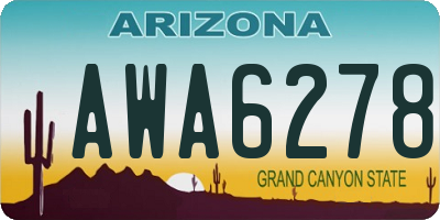 AZ license plate AWA6278