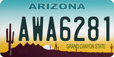 AZ license plate AWA6281