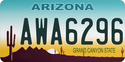 AZ license plate AWA6296