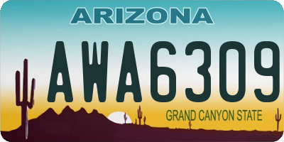 AZ license plate AWA6309