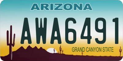 AZ license plate AWA6491