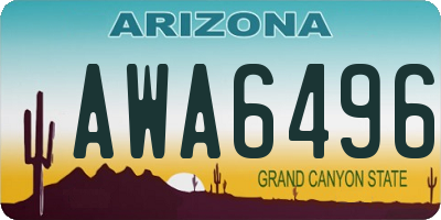 AZ license plate AWA6496