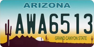 AZ license plate AWA6513