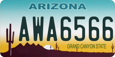 AZ license plate AWA6566
