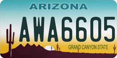 AZ license plate AWA6605