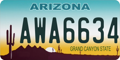 AZ license plate AWA6634