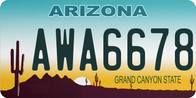 AZ license plate AWA6678