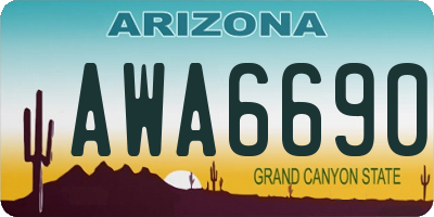 AZ license plate AWA6690