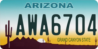 AZ license plate AWA6704