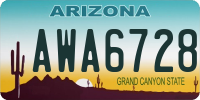 AZ license plate AWA6728