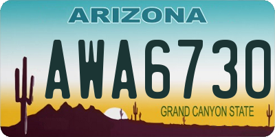 AZ license plate AWA6730