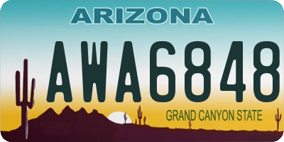 AZ license plate AWA6848
