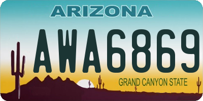 AZ license plate AWA6869