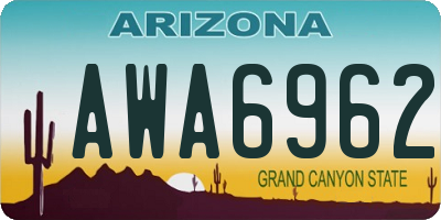 AZ license plate AWA6962