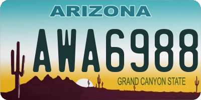 AZ license plate AWA6988