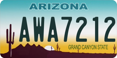 AZ license plate AWA7212