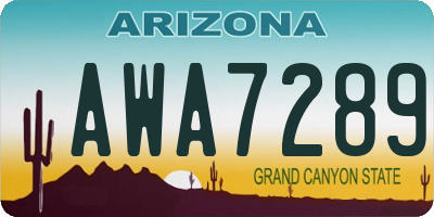 AZ license plate AWA7289