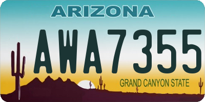AZ license plate AWA7355
