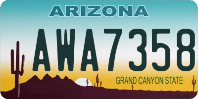 AZ license plate AWA7358