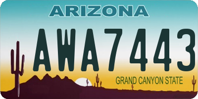 AZ license plate AWA7443