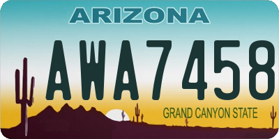AZ license plate AWA7458