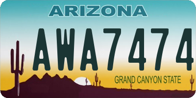 AZ license plate AWA7474