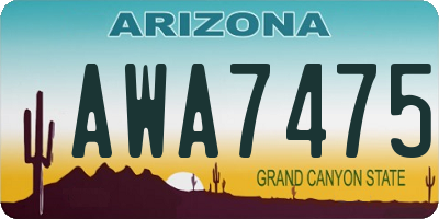 AZ license plate AWA7475
