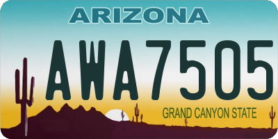 AZ license plate AWA7505